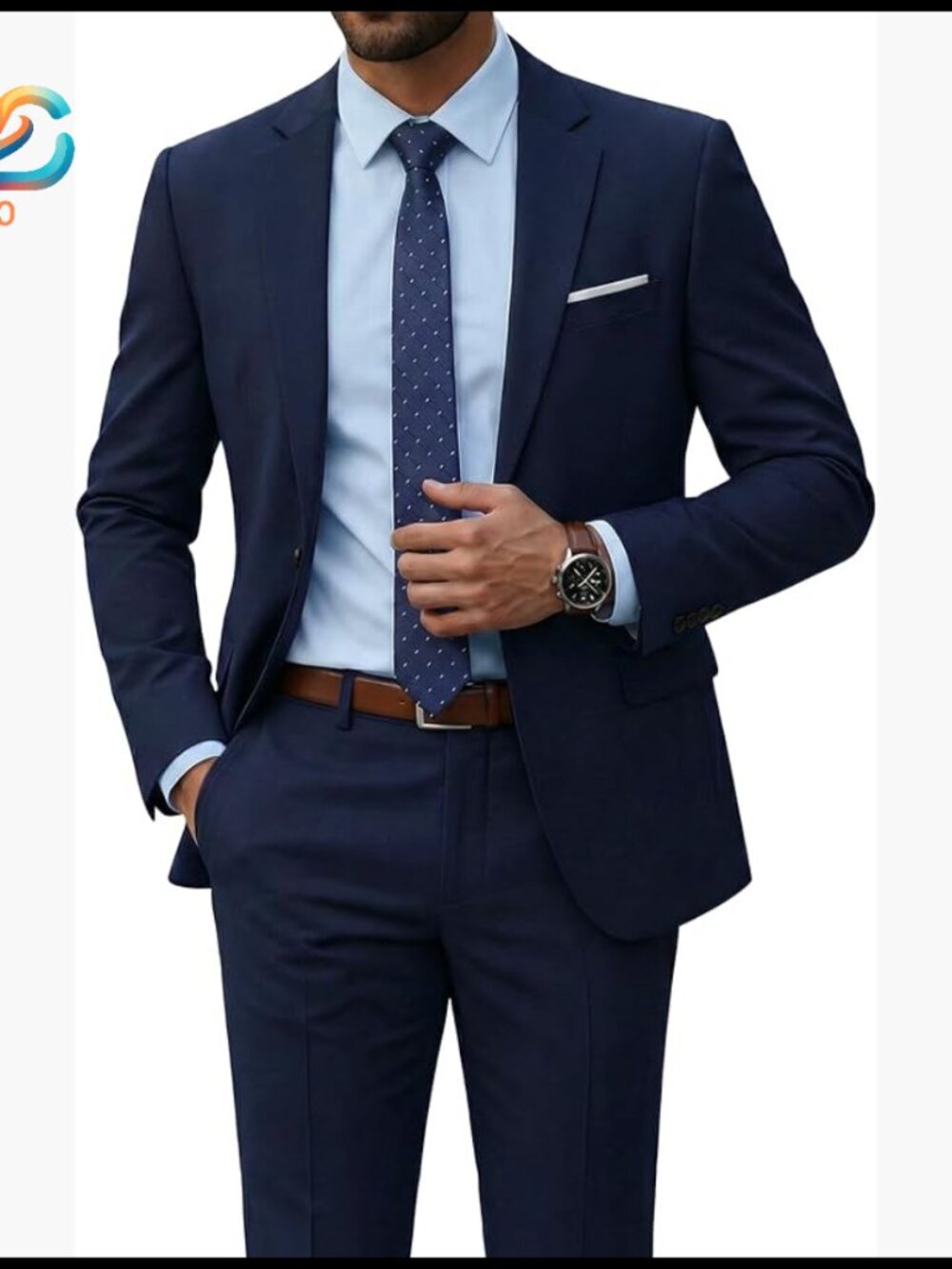 Slim Fit 2-Piece Suit Set with Tie, 3XL, Recycled Polyester, Dry Clean Only